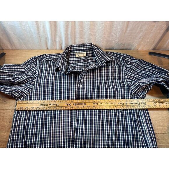 Duluth Trading Wrinkle Fighter Button Shirt Blue Cotton Oxford Plaid Men's Large - Picture 5 of 6